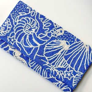 Lilly Pulitzer beaded clutch - blue & white floral